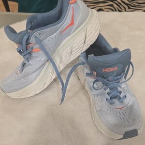 Hoka Women's Sky Blue and Coral Athletic Shoes